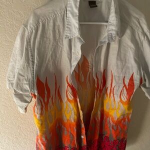 Urban Pipeline Red and Orange Casual Button Down Shirt